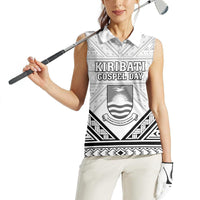 Personalised Kiribati Gospel Day Women Sleeveless Polo Shirt Coat Of Arms Polynesian Pattern