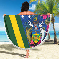 Solomon Islands Independence Day Beach Blanket Coat Of Arms With Tropical Flowers