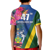 Solomon Islands Independence Day Kid Polo Shirt Coat Of Arms With Tropical Flowers