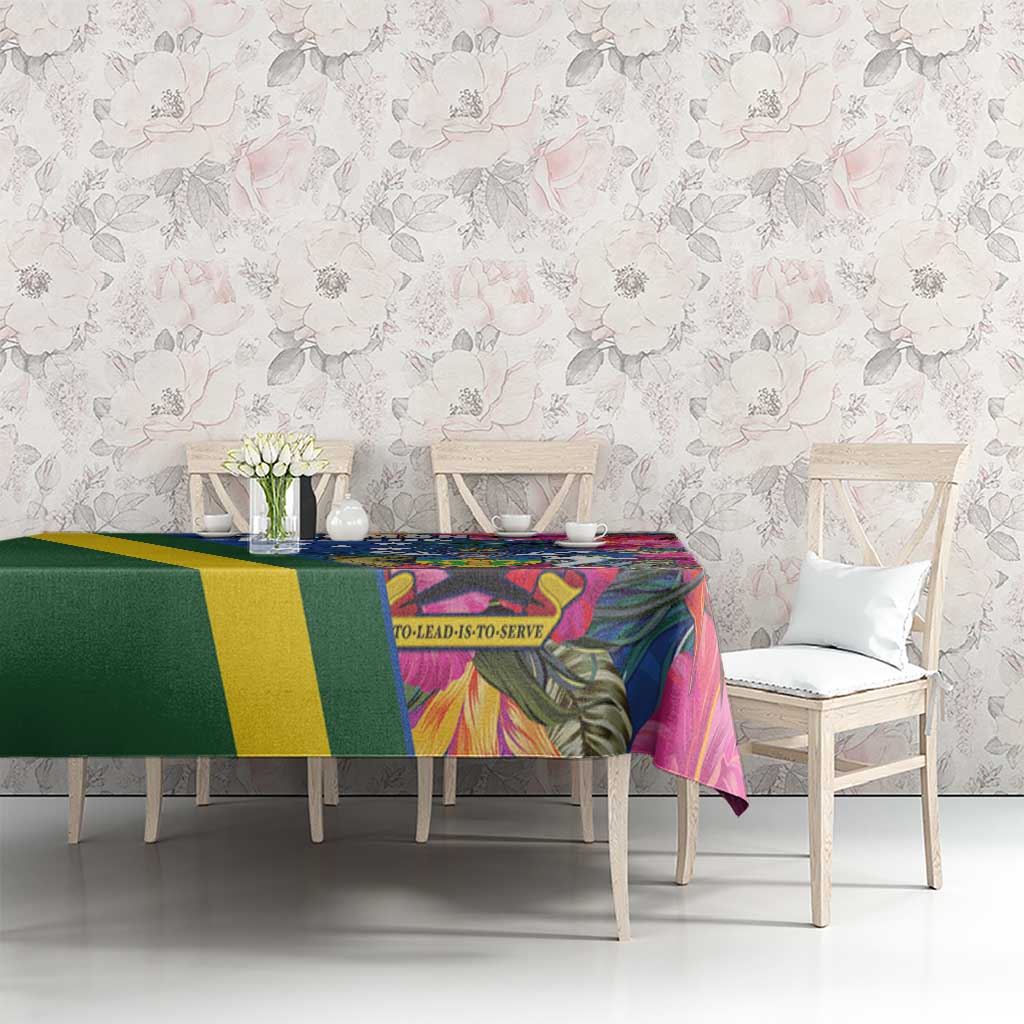 Solomon Islands Independence Day Tablecloth Coat Of Arms With Tropical Flowers