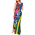 Solomon Islands Independence Day Tank Maxi Dress Coat Of Arms With Tropical Flowers