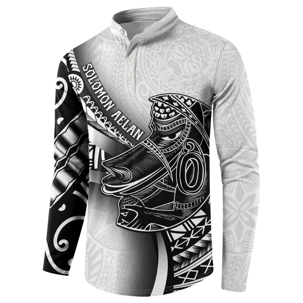 Solomon Islands Nguzunguzu Button Sweatshirt Polynesian Tribal Pattern