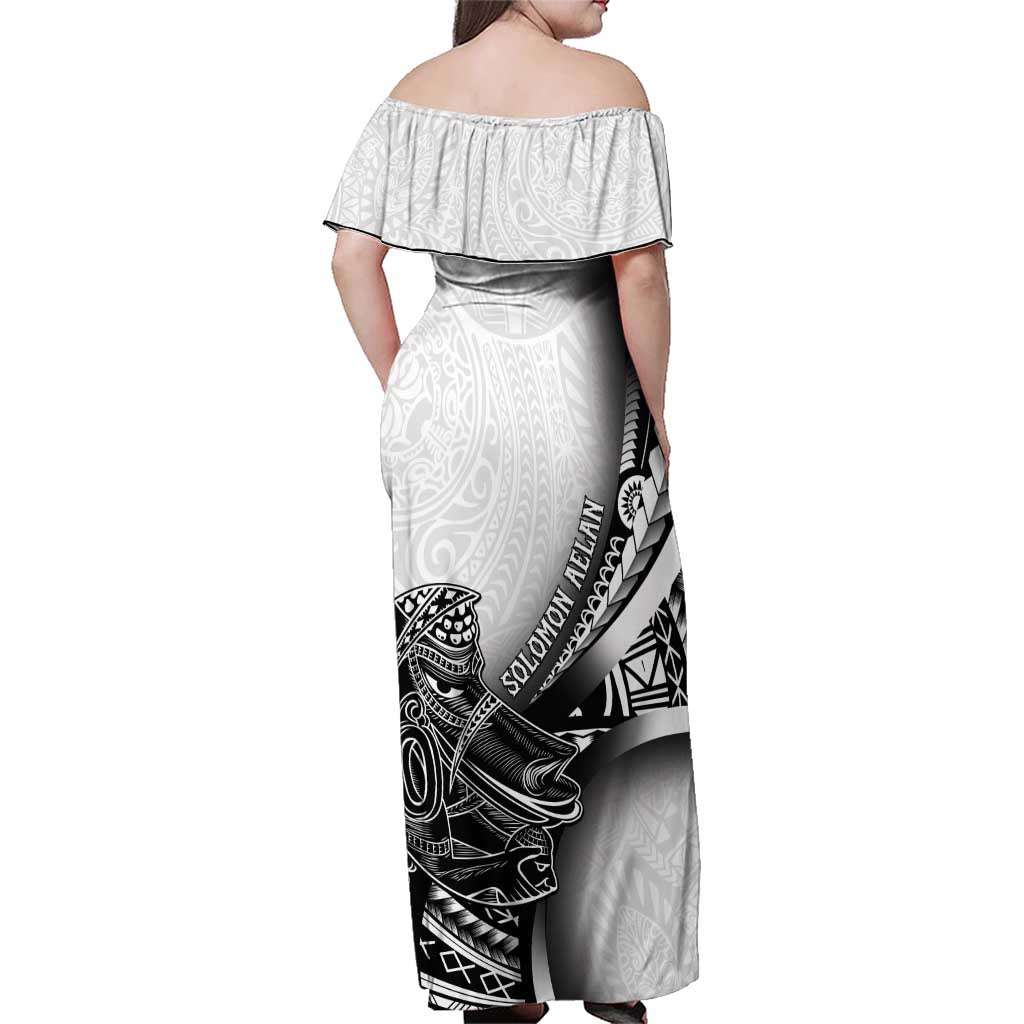 Solomon Islands Nguzunguzu Family Matching Off Shoulder Maxi Dress and Hawaiian Shirt Polynesian Tribal Pattern