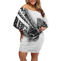 Solomon Islands Nguzunguzu Family Matching Off Shoulder Short Dress and Hawaiian Shirt Polynesian Tribal Pattern