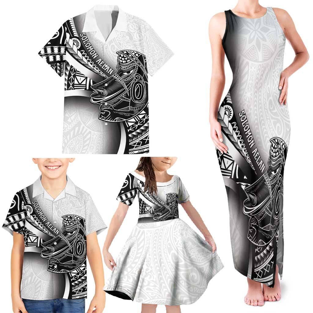 Solomon Islands Nguzunguzu Family Matching Tank Maxi Dress and Hawaiian Shirt Polynesian Tribal Pattern