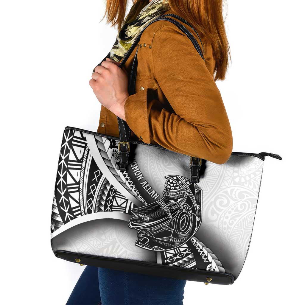 Solomon Islands Nguzunguzu Leather Tote Bag Polynesian Tribal Pattern