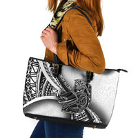 Solomon Islands Nguzunguzu Leather Tote Bag Polynesian Tribal Pattern