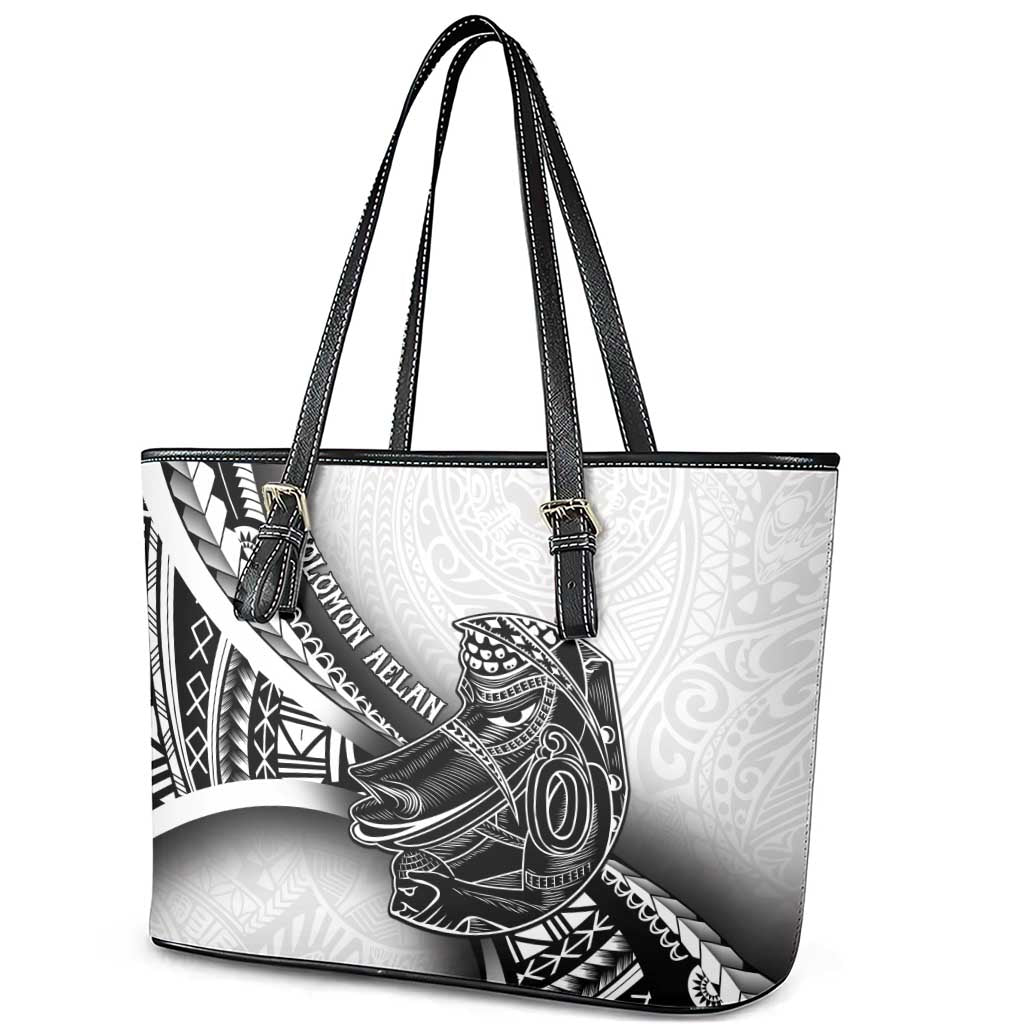 Solomon Islands Nguzunguzu Leather Tote Bag Polynesian Tribal Pattern