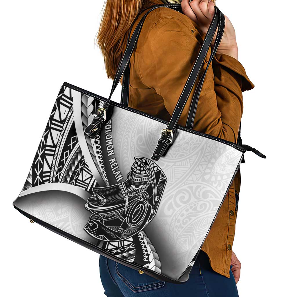 Solomon Islands Nguzunguzu Leather Tote Bag Polynesian Tribal Pattern