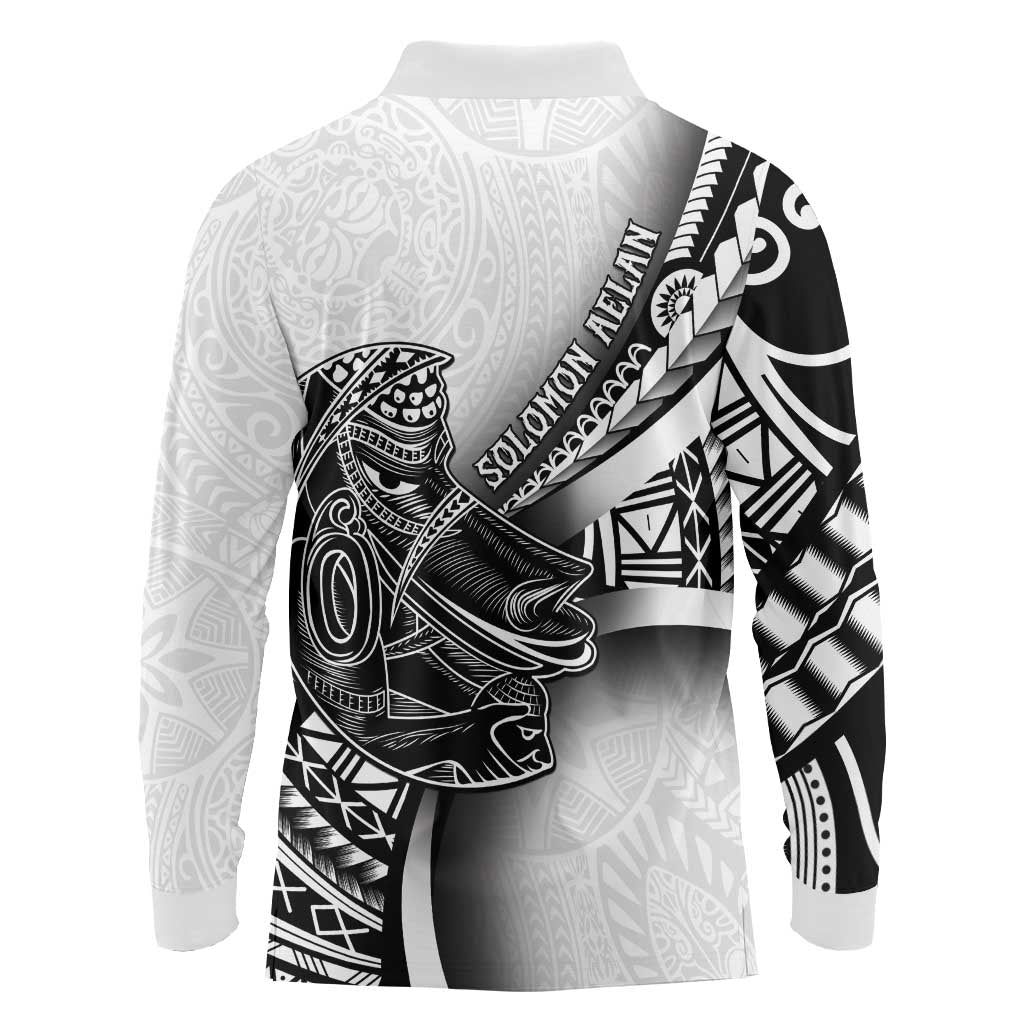 Solomon Islands Nguzunguzu Long Sleeve Polo Shirt Polynesian Tribal Pattern