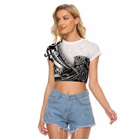 Solomon Islands Nguzunguzu Raglan Cropped T Shirt Polynesian Tribal Pattern