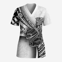 Solomon Islands Nguzunguzu Scrub Top Polynesian Tribal Pattern - Polynesian Pride