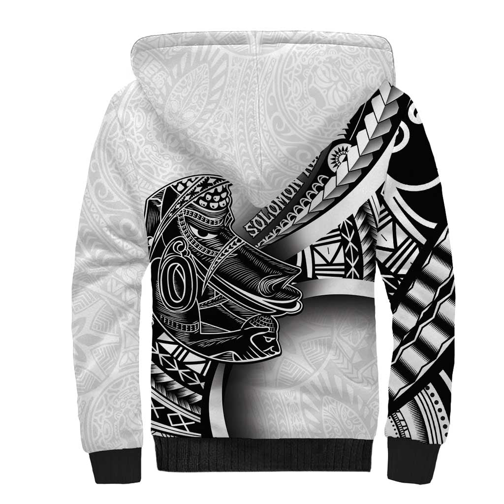 Solomon Islands Nguzunguzu Sherpa Hoodie Polynesian Tribal Pattern
