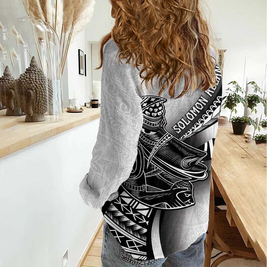 Solomon Islands Nguzunguzu Women Casual Shirt Polynesian Tribal Pattern