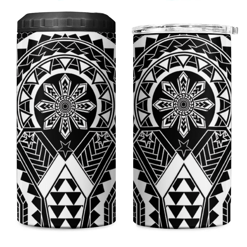 Philippines Batok Tribal Inspired Tattoo Black 4 in 1 Can Cooler Tumbler LT05 One Size: 16 oz Black - Polynesian Pride