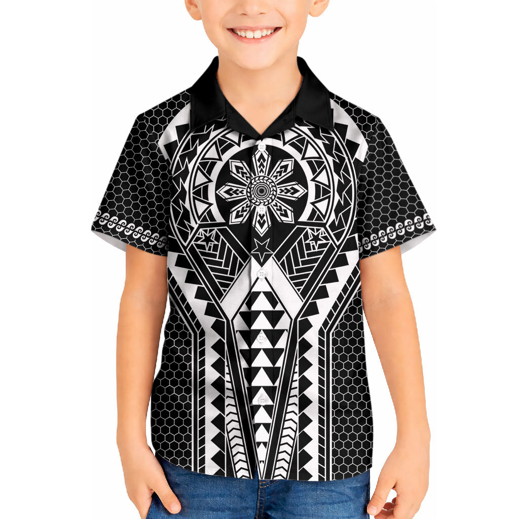 Philippines Batok Tribal Inspired Tattoo Black Kid Hawaiian Shirt LT05 Kid Black - Polynesian Pride