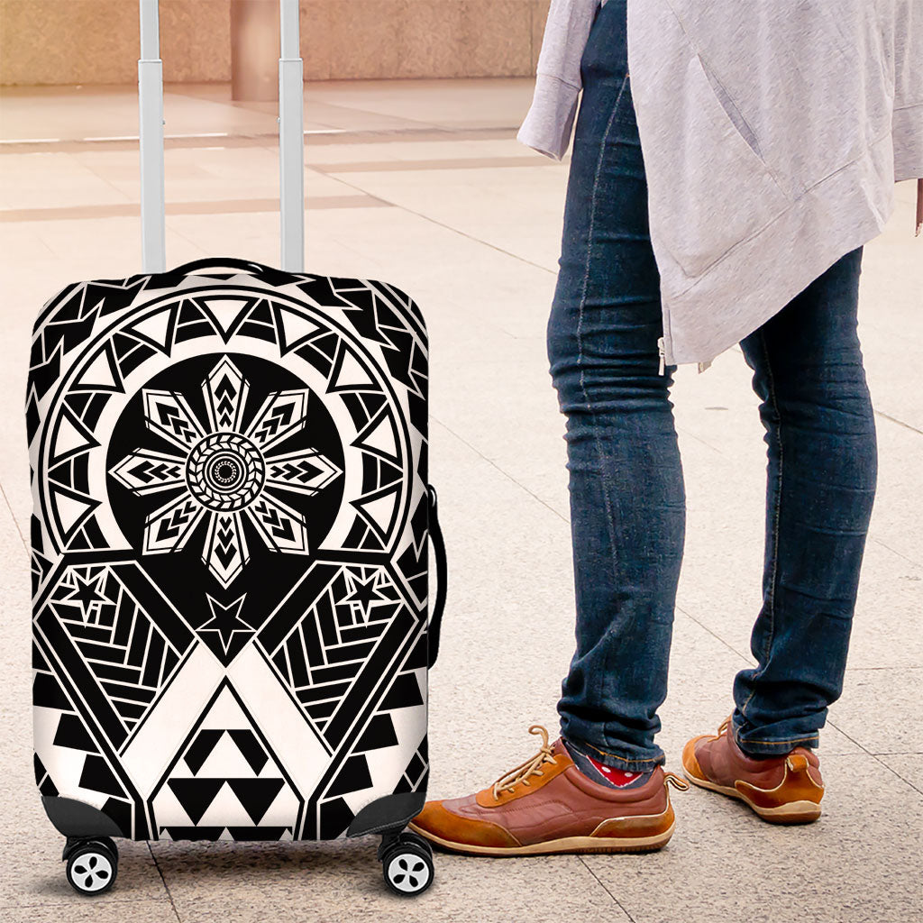 Philippines Batok Tribal Inspired Tattoo Black Luggage Cover LT05 Black - Polynesian Pride