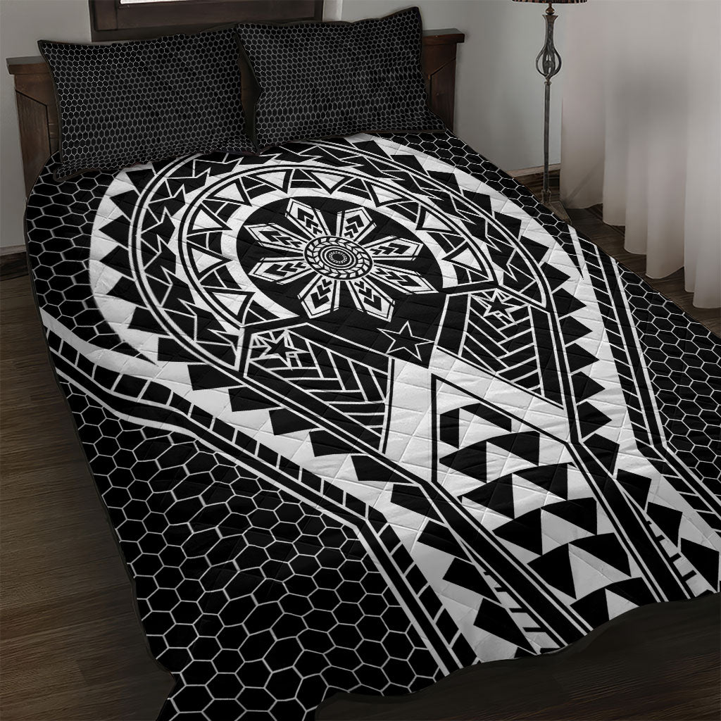 Philippines Batok Tribal Inspired Tattoo Black Quilt Bed Set LT05 Black - Polynesian Pride