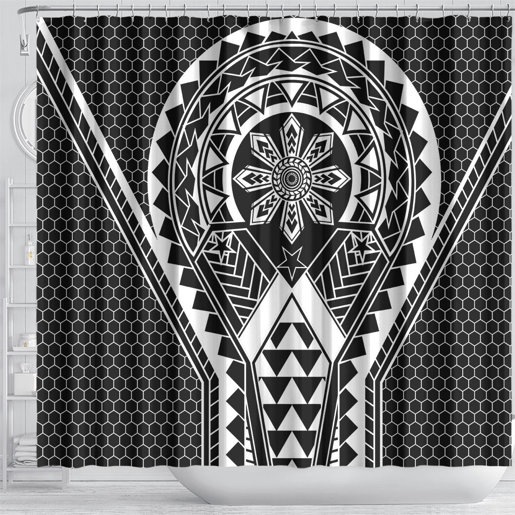 Philippines Batok Tribal Inspired Tattoo Black Shower Curtain LT05 - Polynesian Pride