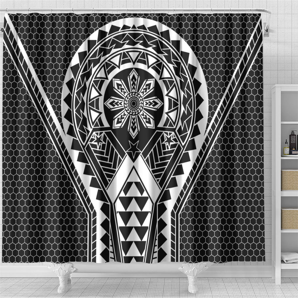 Philippines Batok Tribal Inspired Tattoo Black Shower Curtain LT05 - Polynesian Pride