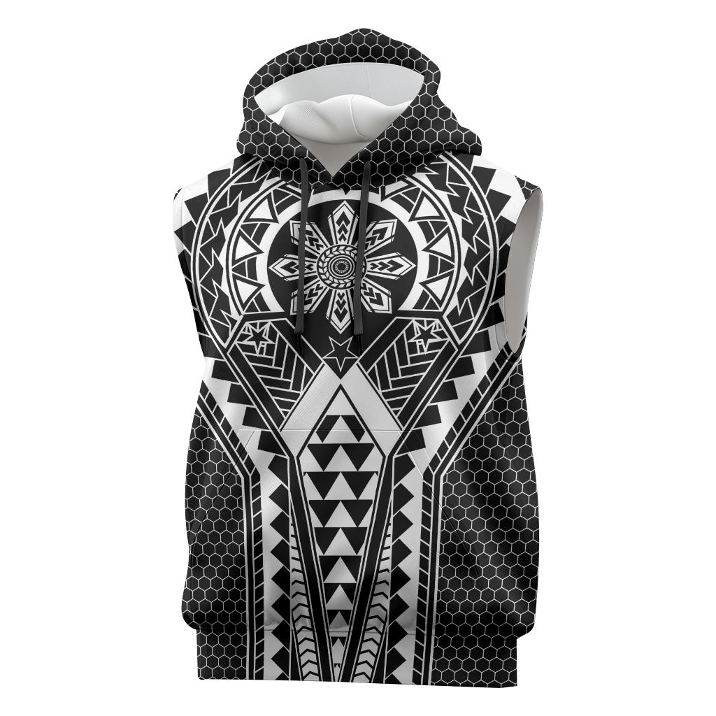 Philippines Batok Tribal Inspired Tattoo Black Sleeveless Hoodie LT05 Black - Polynesian Pride