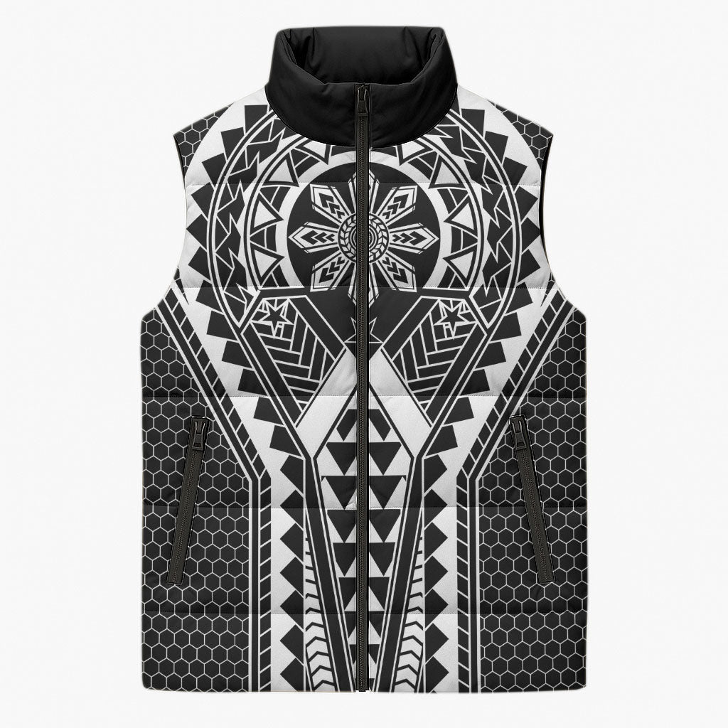 Philippines Batok Tribal Inspired Tattoo Black Sleeveless Puffer Jacket LT05 Unisex Black - Polynesian Pride