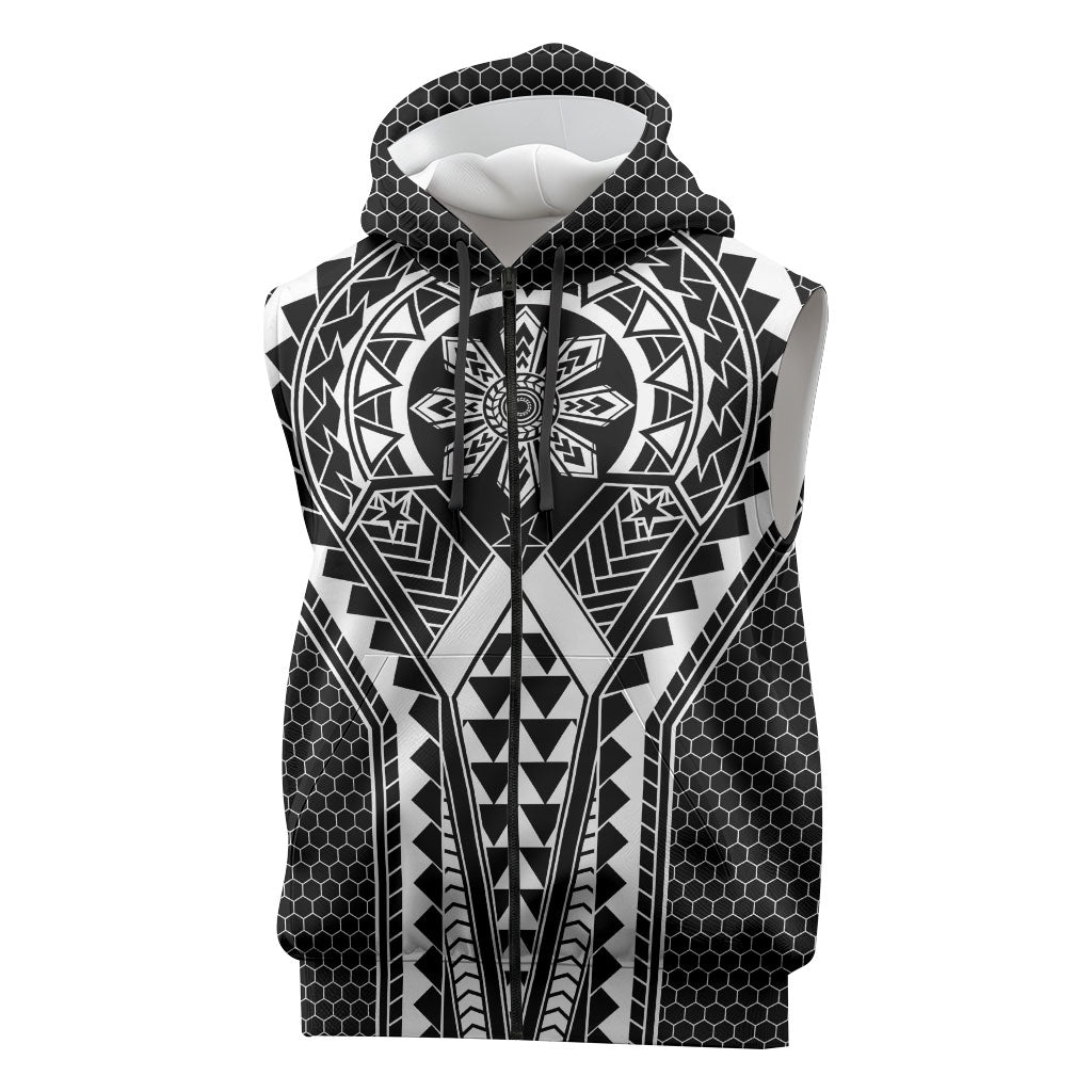 Philippines Batok Tribal Inspired Tattoo Black Sleeveless Zip Hoodie LT05 Black - Polynesian Pride