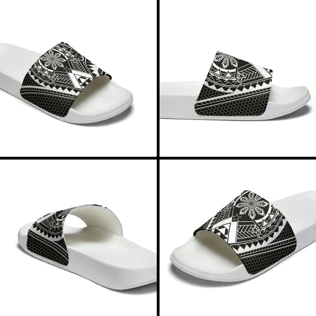 Philippines Batok Tribal Inspired Tattoo Black Slide Sandals LT05 - Polynesian Pride