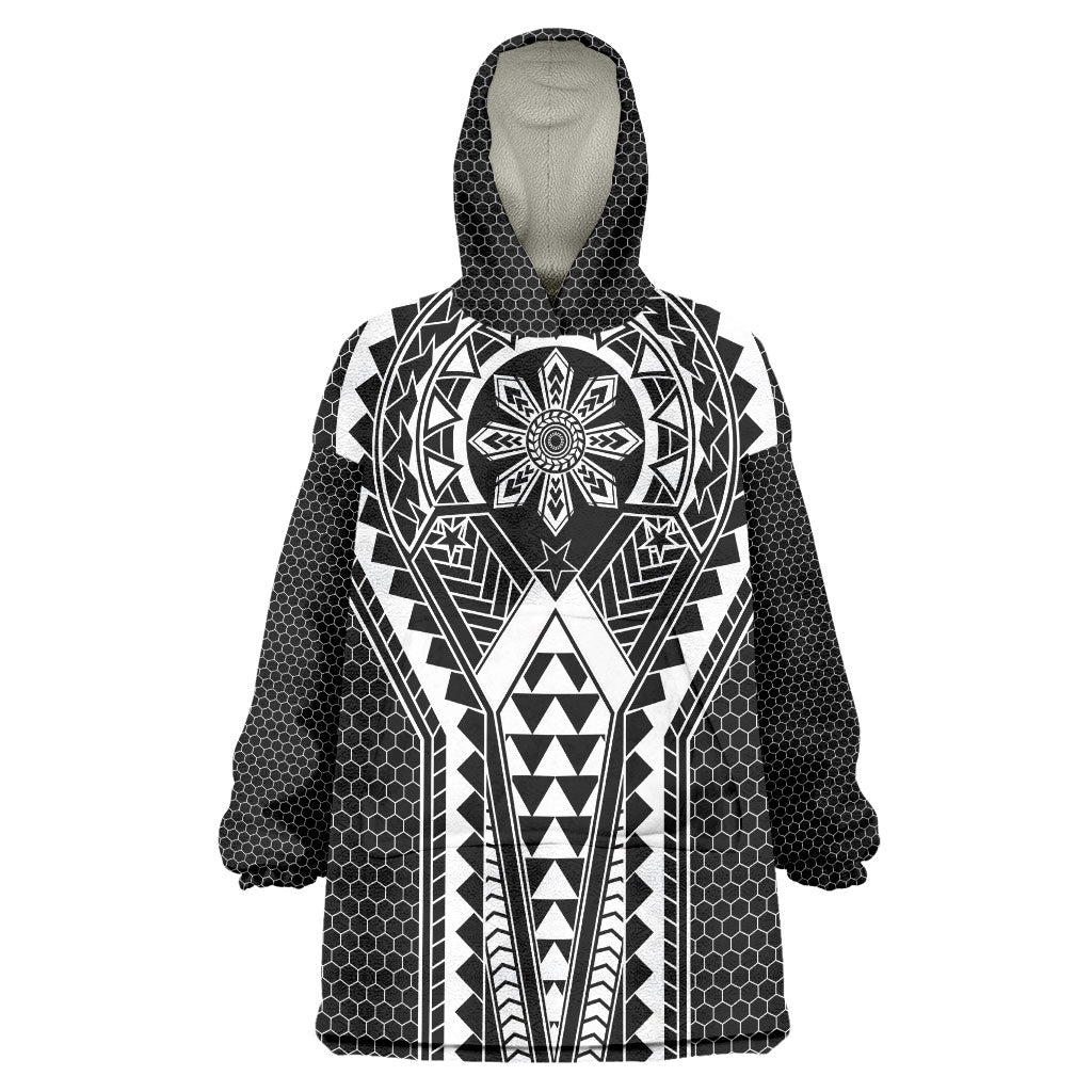 Philippines Batok Tribal Inspired Tattoo Black Wearable Blanket Hoodie LT05 One Size Black - Polynesian Pride