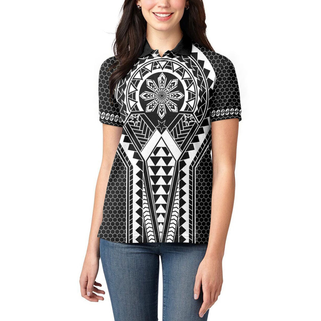 Philippines Batok Tribal Inspired Tattoo Black Women Polo Shirt LT05 - Polynesian Pride