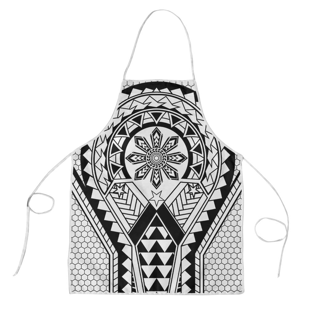 Philippines Batok Tribal Inspired Tattoo White Apron LT05 White - Polynesian Pride