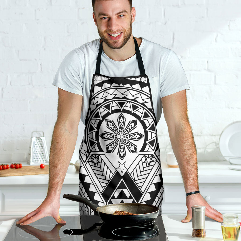 Philippines Batok Tribal Inspired Tattoo White Apron LT05 - Polynesian Pride