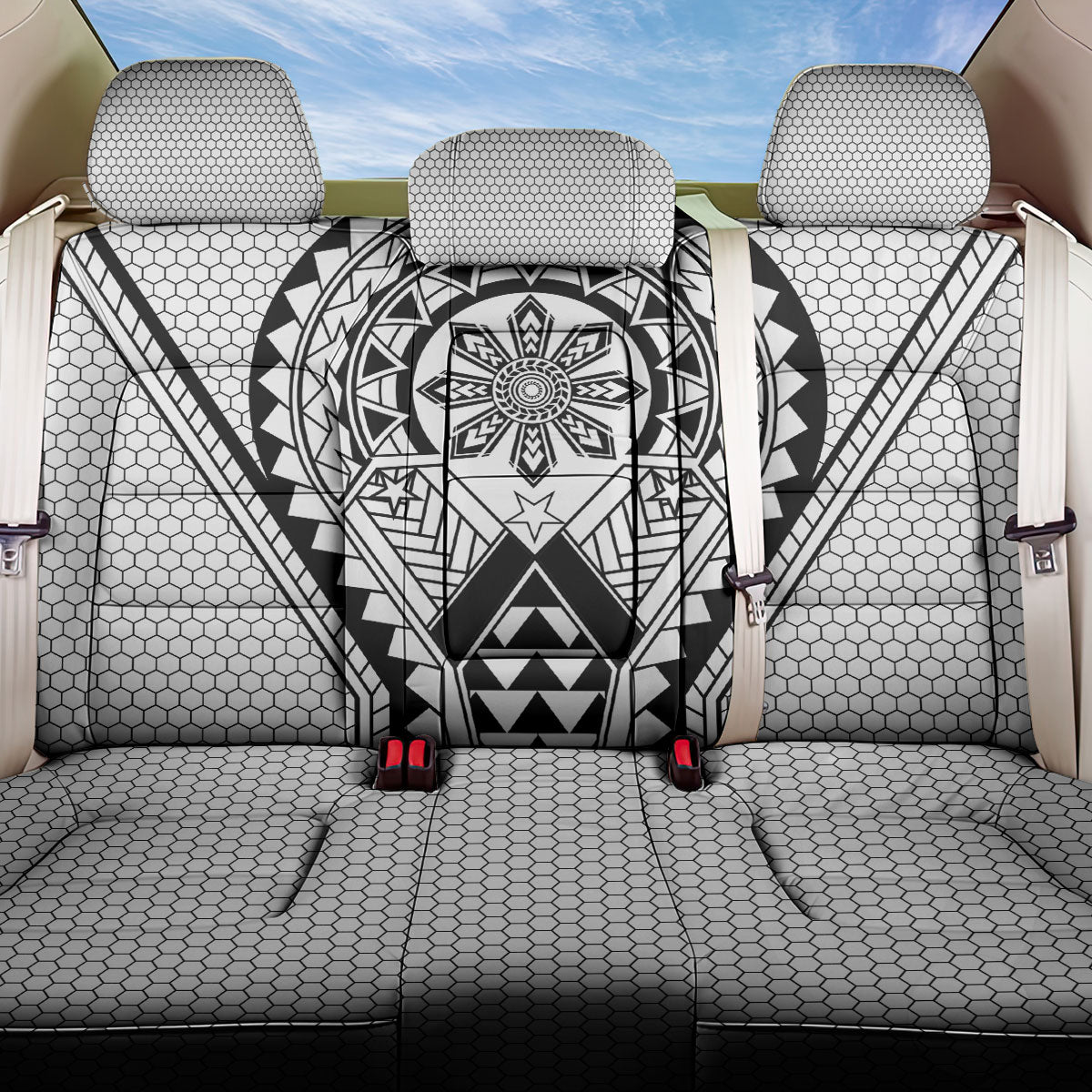 Philippines Batok Tribal Inspired Tattoo White Back Car Seat Cover LT05 One Size White - Polynesian Pride
