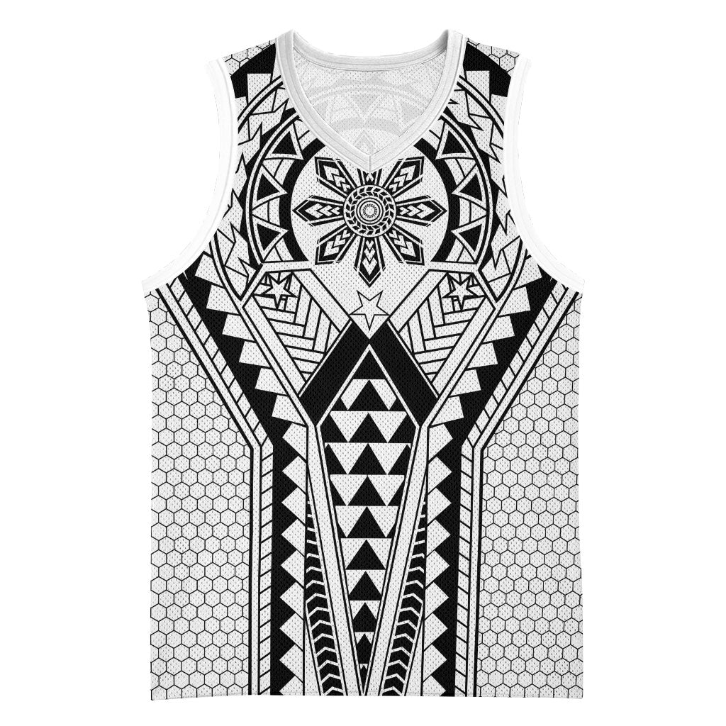 Philippines Batok Tribal Inspired Tattoo White Basketball Jersey LT05 Unisex White - Polynesian Pride