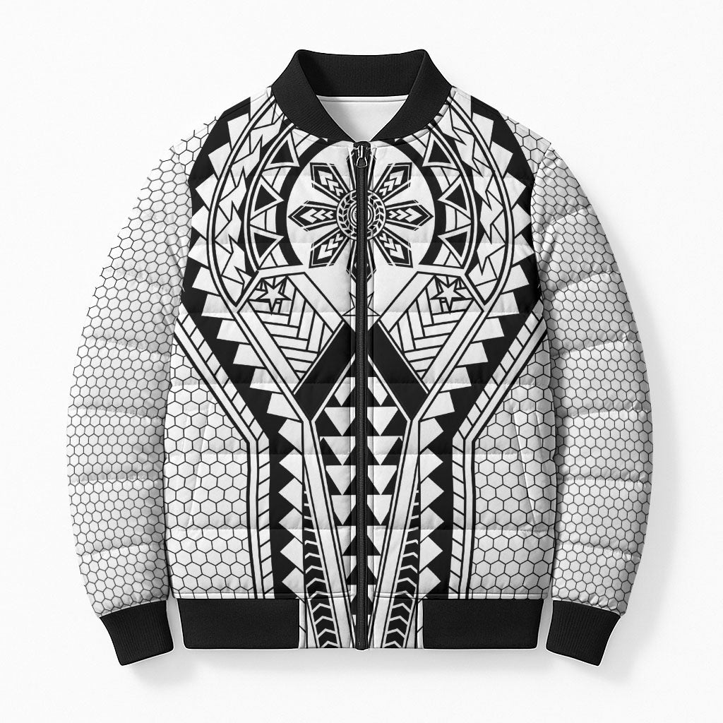 Philippines Batok Tribal Inspired Tattoo White Bomber Puffer Jacket LT05 Unisex White - Polynesian Pride