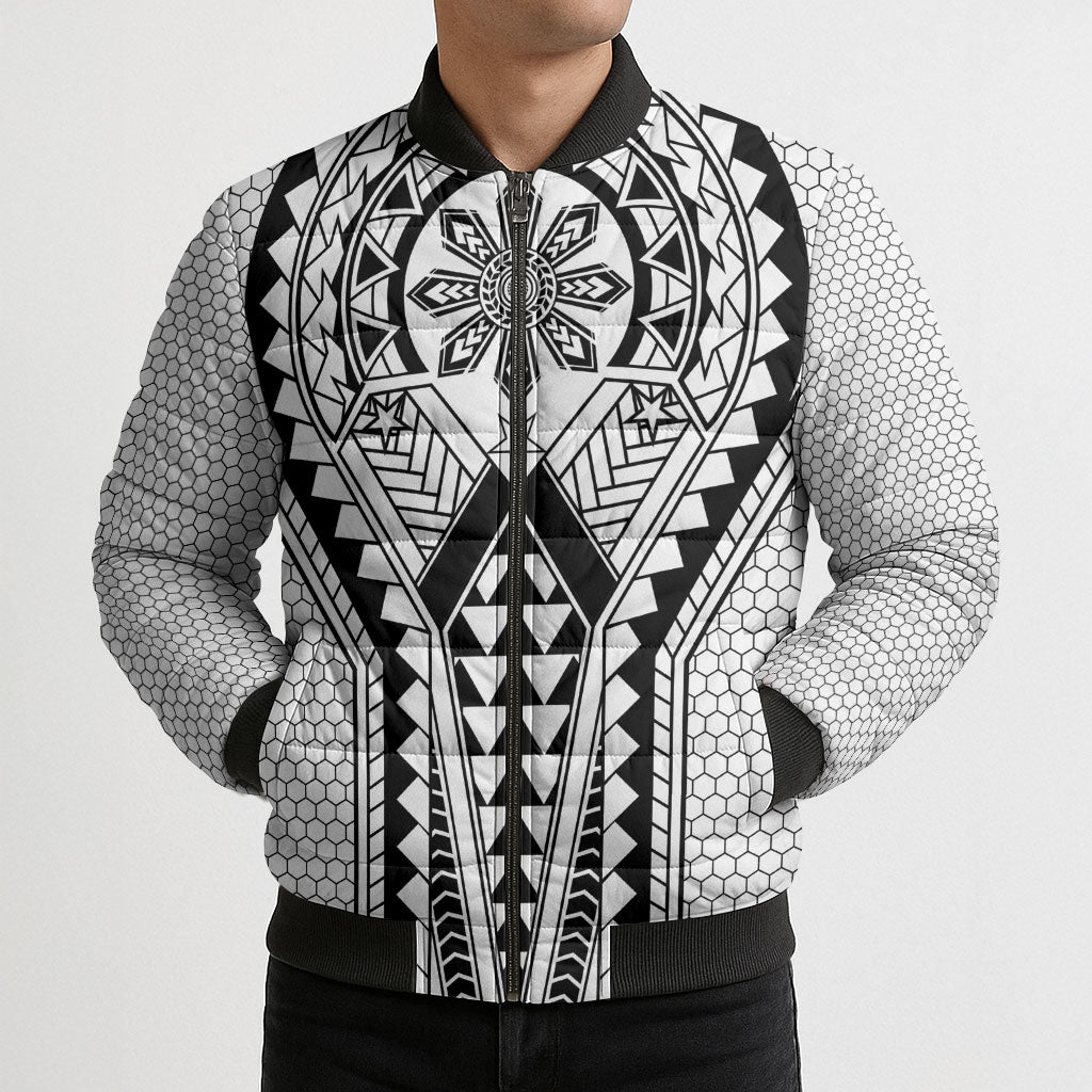Philippines Batok Tribal Inspired Tattoo White Bomber Puffer Jacket LT05 - Polynesian Pride