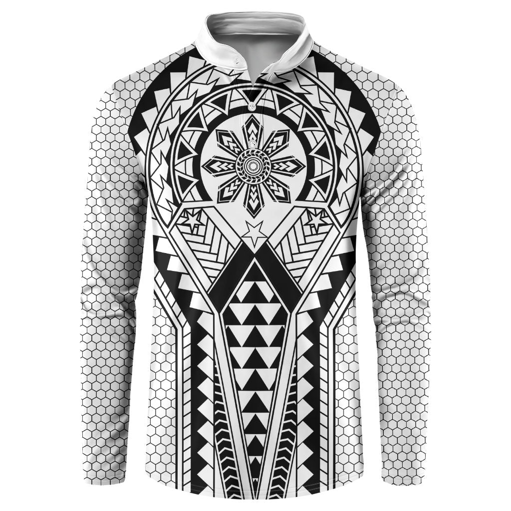Philippines Batok Tribal Inspired Tattoo White Button Sweatshirt LT05 White - Polynesian Pride