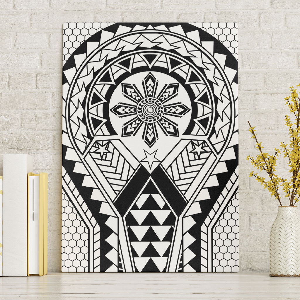 Philippines Batok Tribal Inspired Tattoo White Canvas Wall Art LT05 Without Frame White - Polynesian Pride