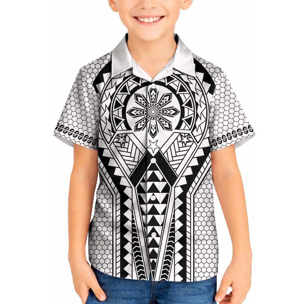 Philippines Batok Tribal Inspired Tattoo White Kid Hawaiian Shirt LT05 Kid White - Polynesian Pride
