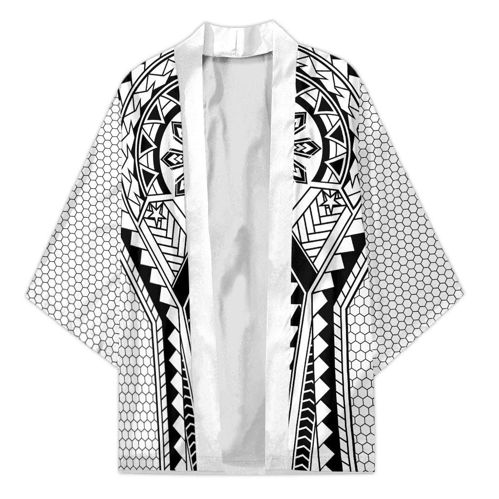 Philippines Batok Tribal Inspired Tattoo White Kimono LT05 Unisex White - Polynesian Pride