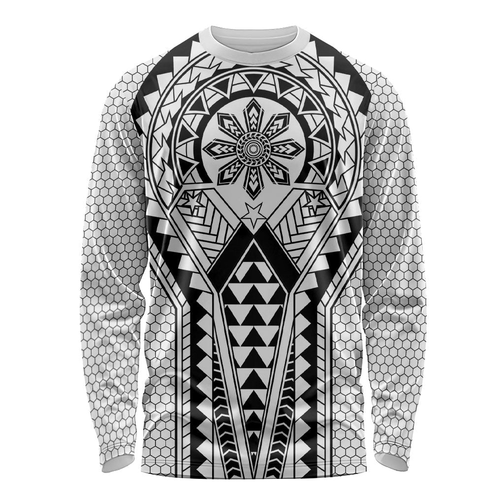 Philippines Batok Tribal Inspired Tattoo White Long Sleeve Shirt LT05 Unisex White - Polynesian Pride