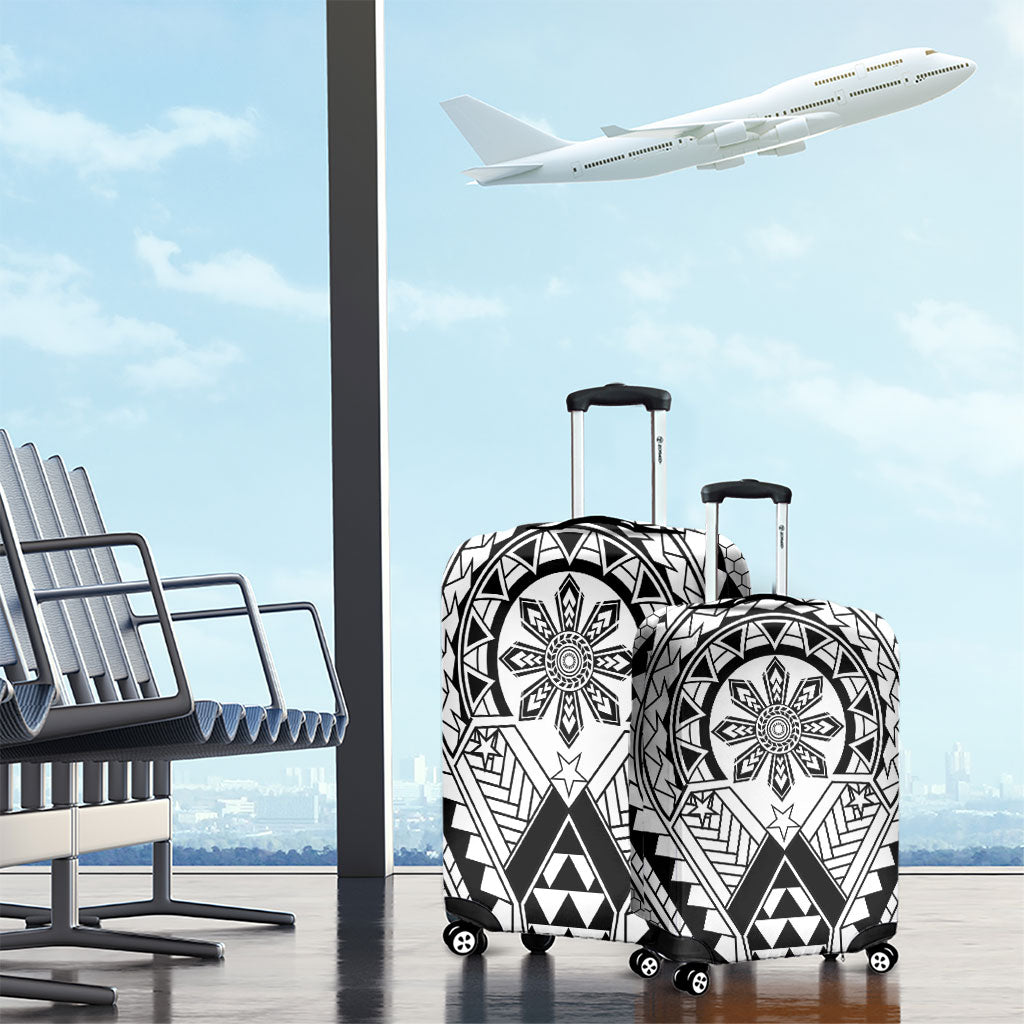 Philippines Batok Tribal Inspired Tattoo White Luggage Cover LT05 - Polynesian Pride