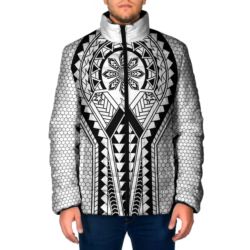 Philippines Batok Tribal Inspired Tattoo White Padded Jacket LT05 Men White - Polynesian Pride