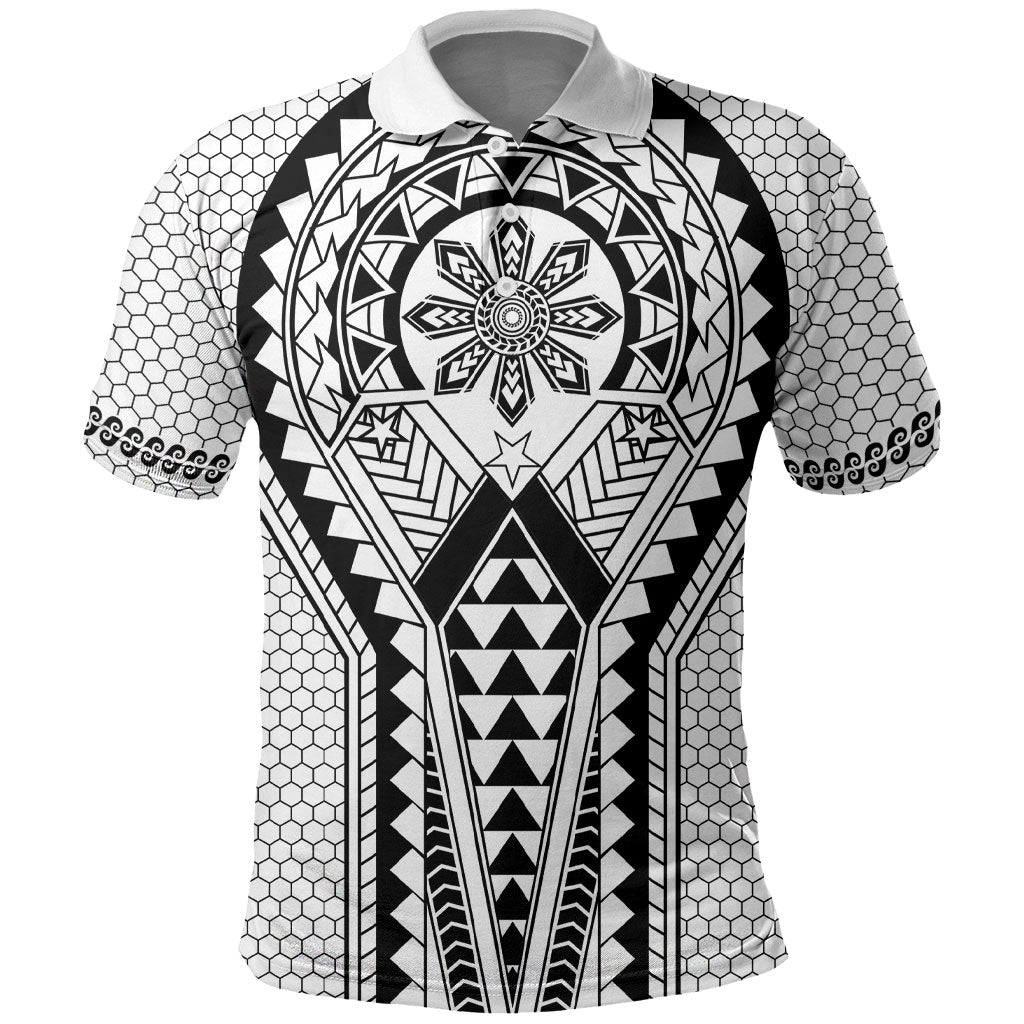 Philippines Batok Tribal Inspired Tattoo White Polo Shirt LT05 White - Polynesian Pride