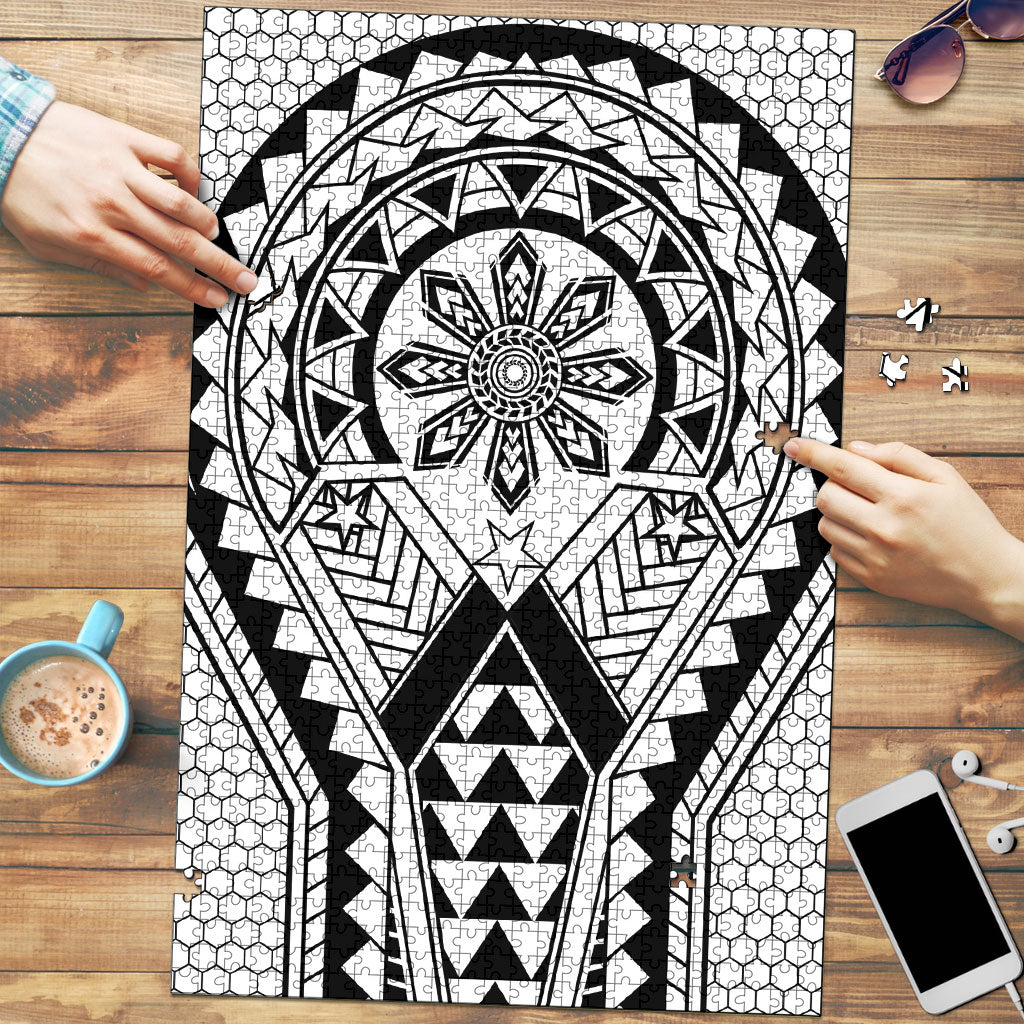 Philippines Batok Tribal Inspired Tattoo White Puzzle LT05 White - Polynesian Pride