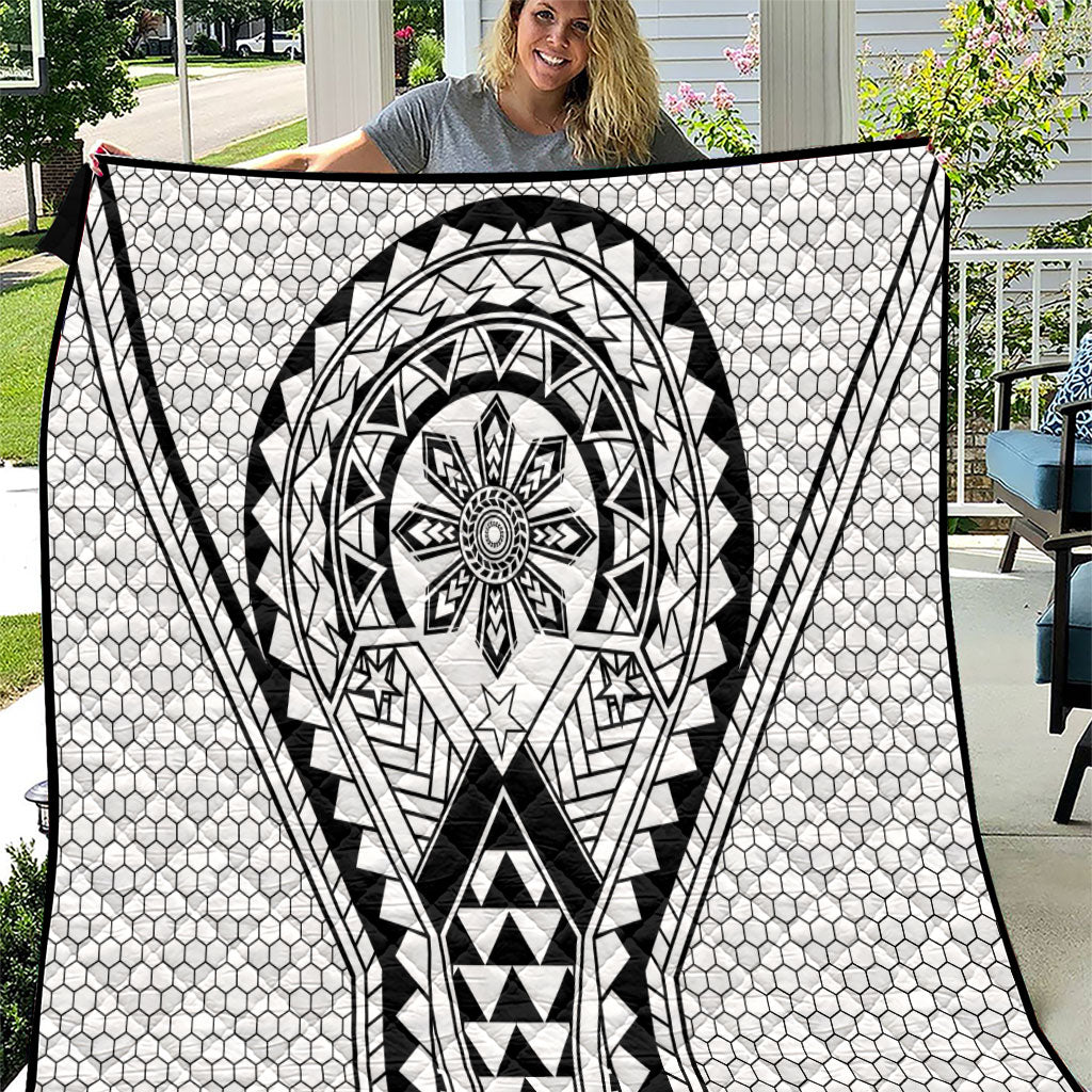 Philippines Batok Tribal Inspired Tattoo White Quilt LT05 White - Polynesian Pride