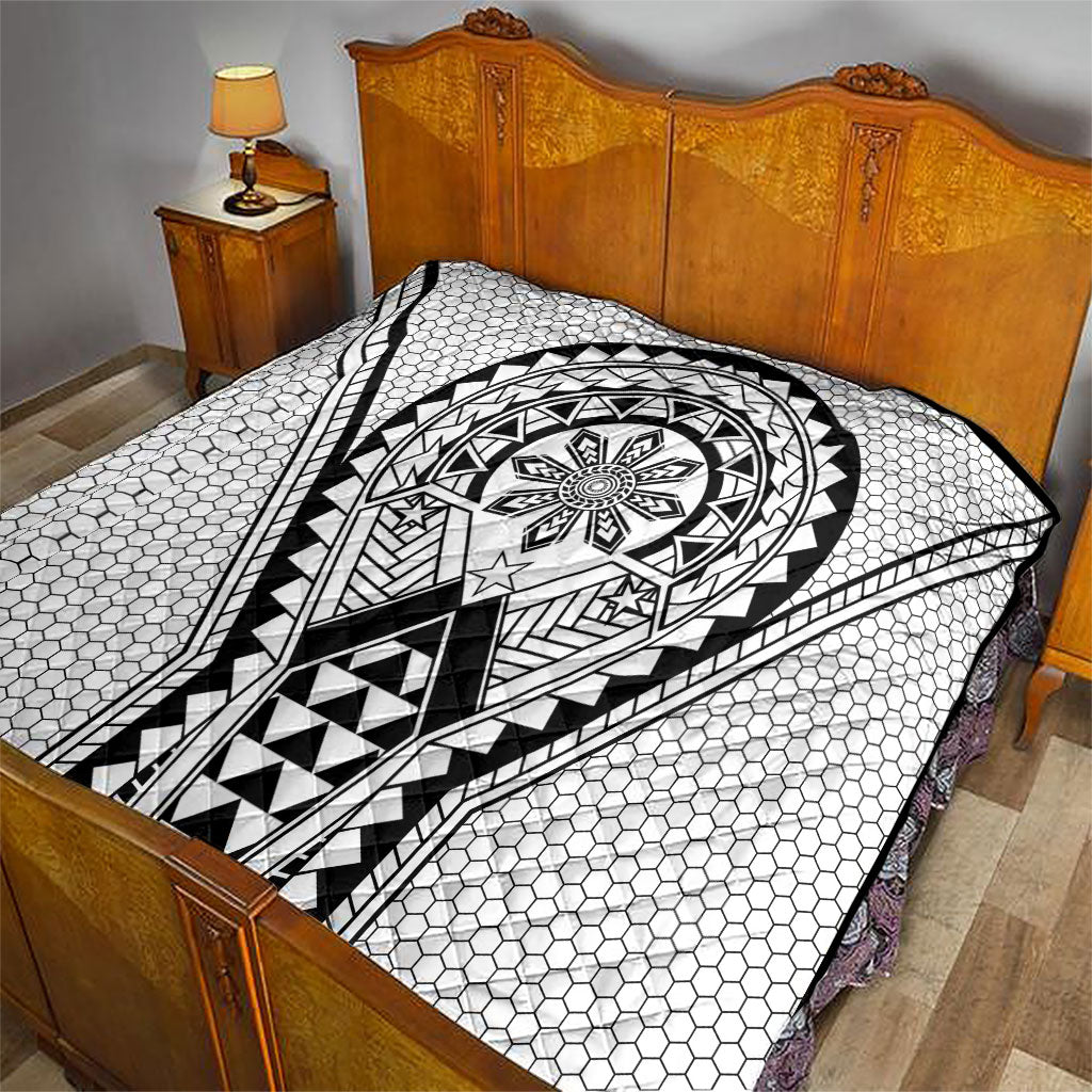 Philippines Batok Tribal Inspired Tattoo White Quilt LT05 - Polynesian Pride