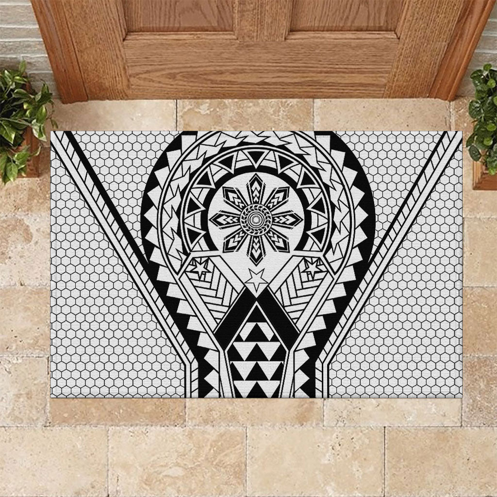 Philippines Batok Tribal Inspired Tattoo White Rubber Doormat LT05 White - Polynesian Pride