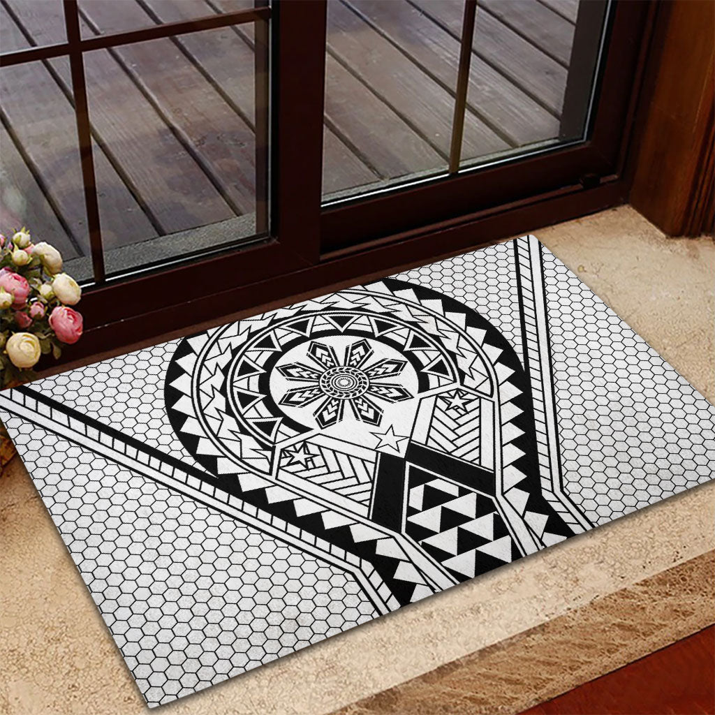 Philippines Batok Tribal Inspired Tattoo White Rubber Doormat LT05 - Polynesian Pride