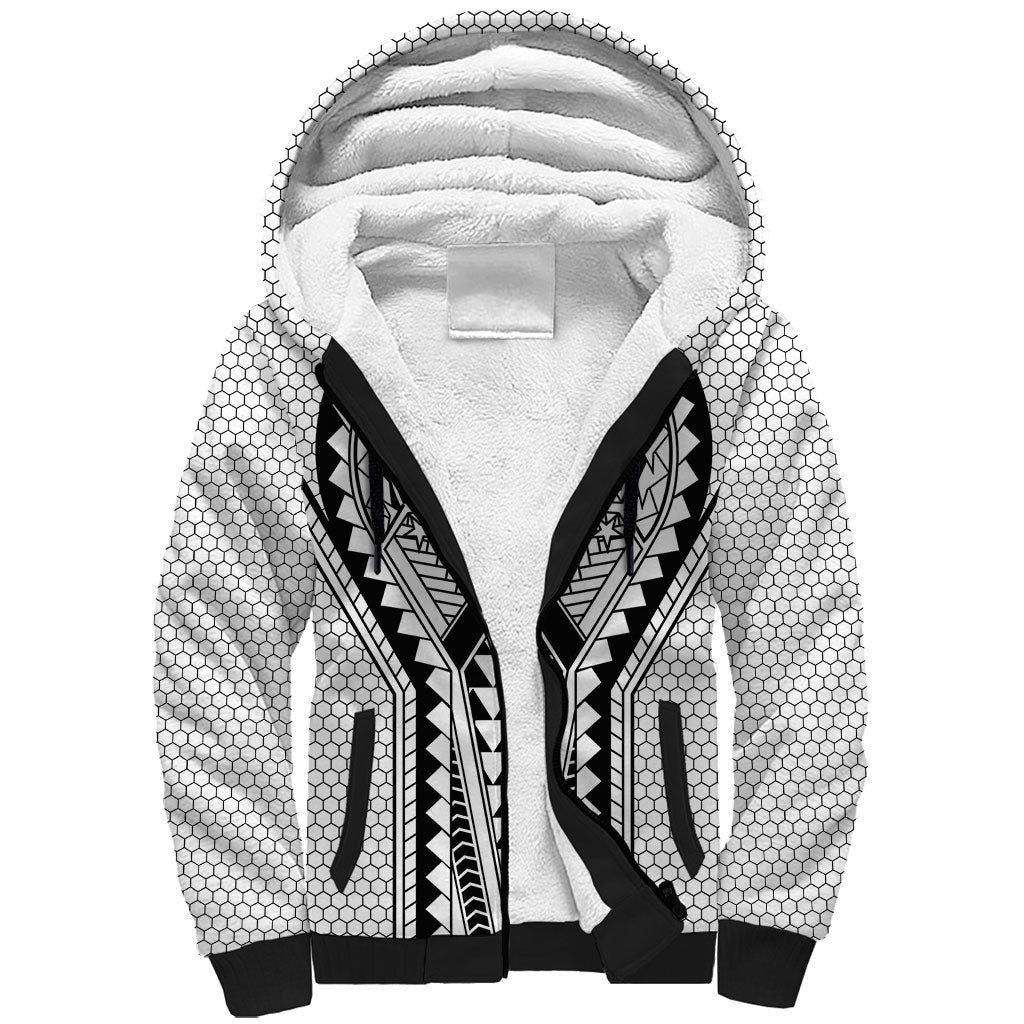 Philippines Batok Tribal Inspired Tattoo White Sherpa Hoodie LT05 Unisex White - Polynesian Pride